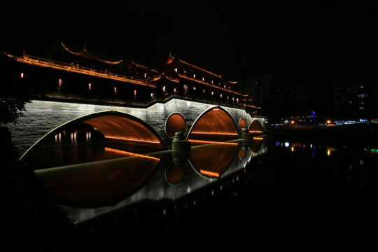 成都九眼桥夜景倒影