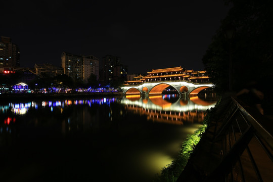 成都九眼桥夜景倒影