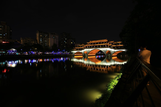 成都九眼桥夜景倒影