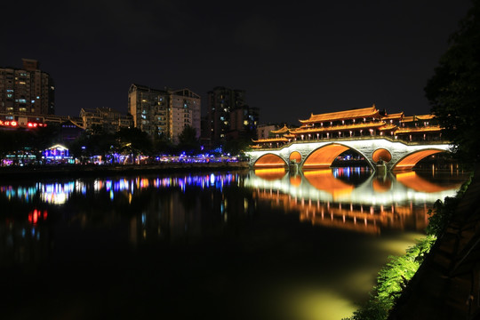 成都九眼桥夜景倒影