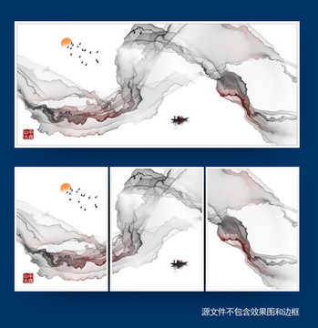 水墨画 新中式客厅沙发背景画