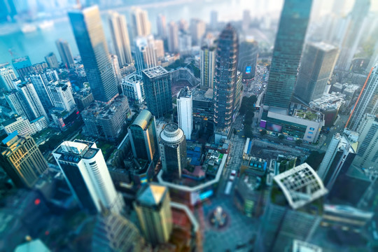 俯瞰城市重庆摩天大楼
