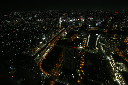 日本横滨地标塔俯视城市夜景