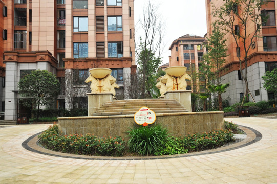 小区喷泉雕塑 马头喷泉