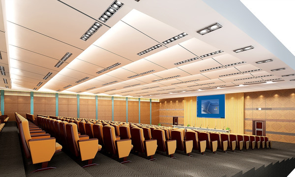 学校阶梯式大型会议室设计效果图