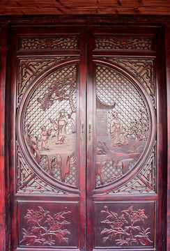 中式古典雕花 红木门