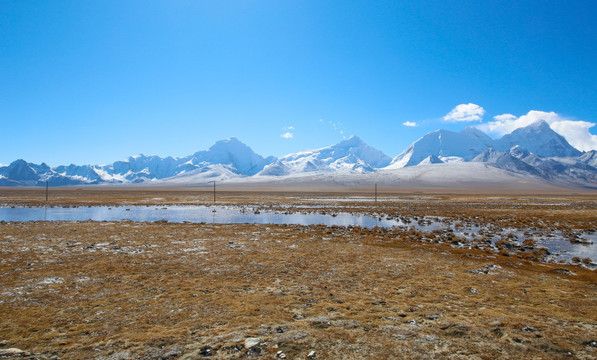 雪山下的湿地