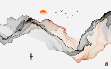 抽象禅意水墨画