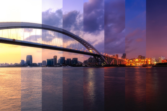 上海城市风光之卢浦大桥时间切片
