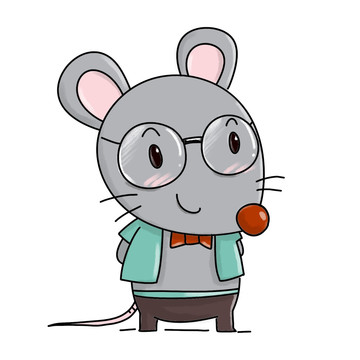 戴眼镜的小老鼠简笔画
