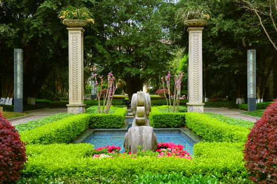 西式中庭水景园林 西洋喷泉雕塑