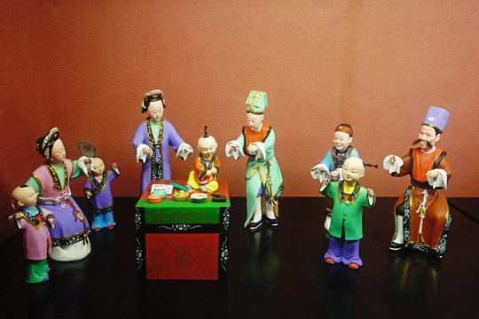 陶瓷雕塑潮汕传统民俗 周岁礼