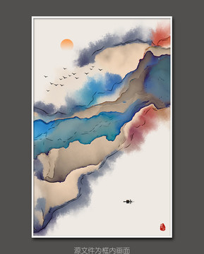 抽象晕染水墨画 意境水墨挂画