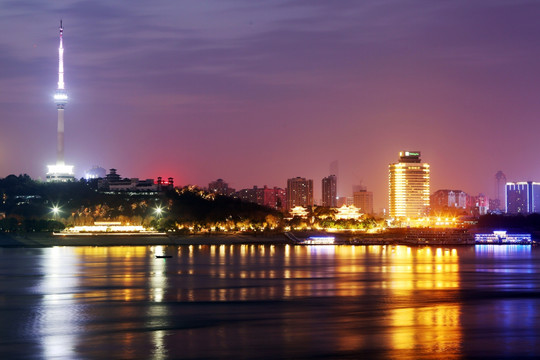 武汉江边 城市夜景