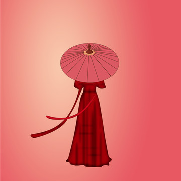动漫女孩带雨伞背景