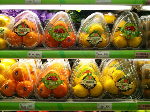 超市水果陈列 超市合装水果