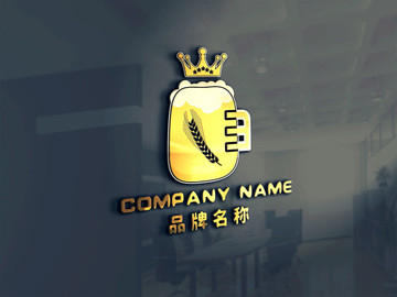 时尚卡通啤酒标志logo