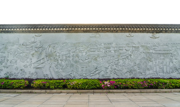 古代街道全景浮雕墙