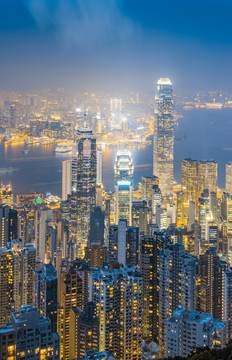 香港维多利亚港城市夜景