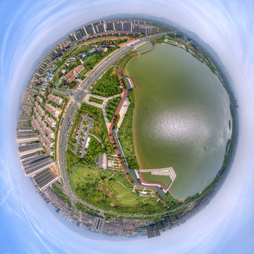 金华湖海塘公园小行星全景图