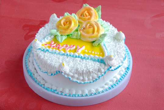生日蛋糕 黄玫瑰