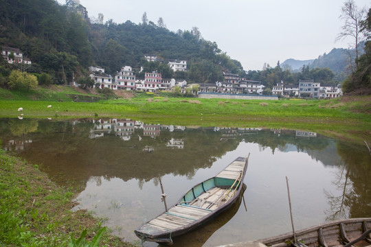 新安江山水画廊 油菜花 小船