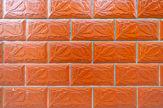 红色瓷砖墙