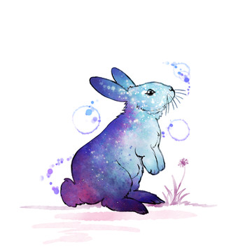 水彩星空兔子