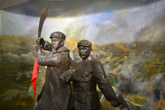 红军战斗场景 红军雕塑