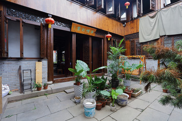 西塘古镇 中式古建筑庭院 中式