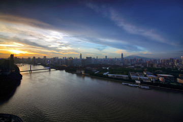 广州珠江城市建筑风光夜景