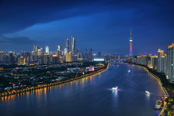 广州珠江城市建筑风光夜景