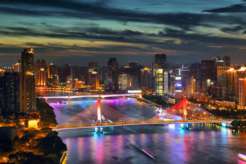 广州珠江城市建筑风光夜景