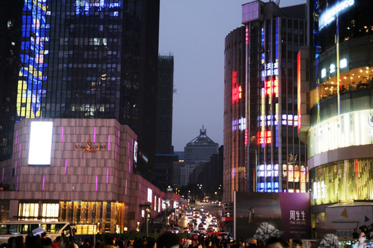 重庆解放碑商业区夜景