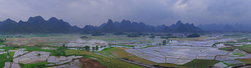 乡村全景图 农忙时节图