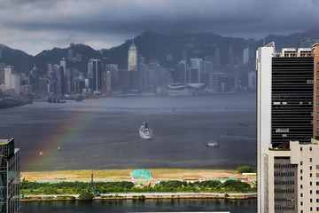 香港维多利亚港彩虹