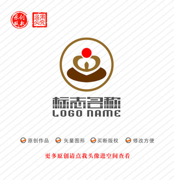 禅意坐禅标志logo