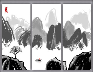 意境水墨山水画