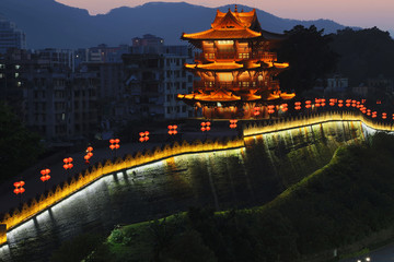 肇庆宋城墙披云楼夜景