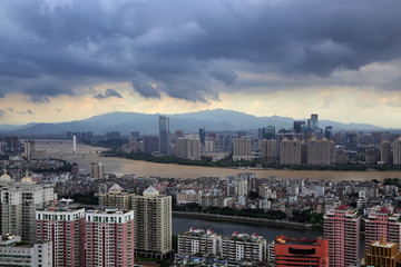 惠州城市建筑风光雷暴
