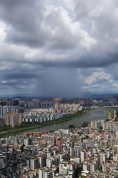 惠州城市建筑风光雷暴