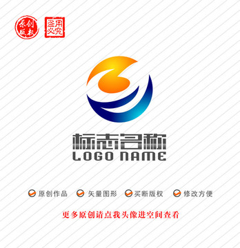 G字母ZY标志飞鸟音符logo