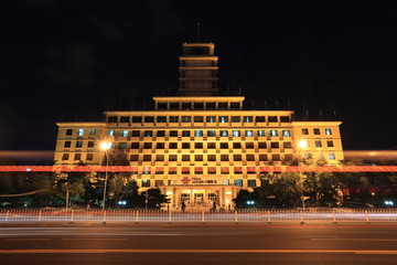 北京 长话大楼 中国联通 夜景