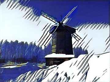 欧洲风车艺术画