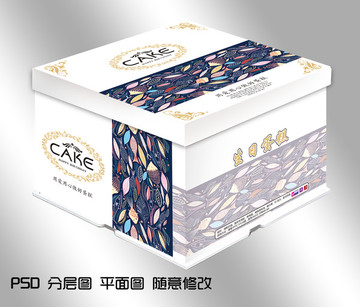 生日蛋糕盒PSD分层平面图