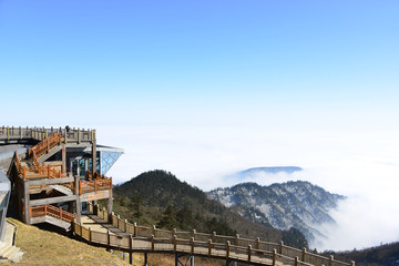 西岭雪山日月坪 观景平台 栈道