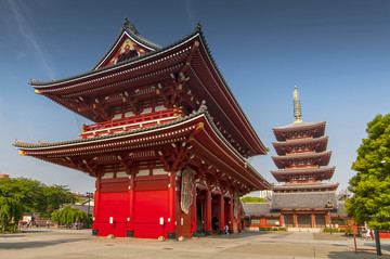 东京浅草寺和五层宝塔