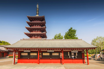东京浅草寺和五层宝塔