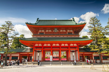 京都平安神宫的红色鸟居