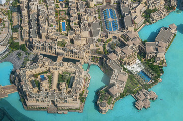 迪拜最高建筑哈利法塔的鸟瞰图